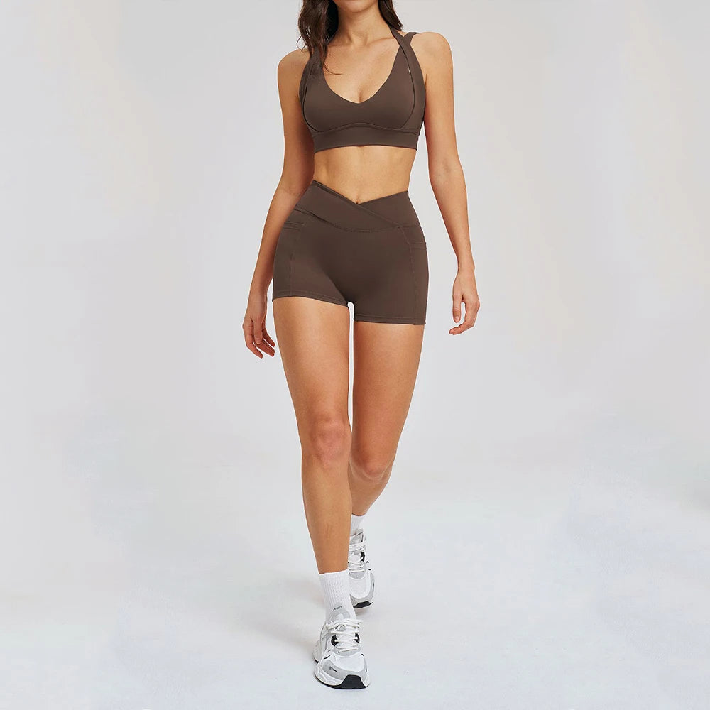 2 Pieces Yoga Suit for Women Clothes Sports Bra Shorts Sports Set Gym Running Training Sexy High Waist Butt Lift Sports Yoga Set