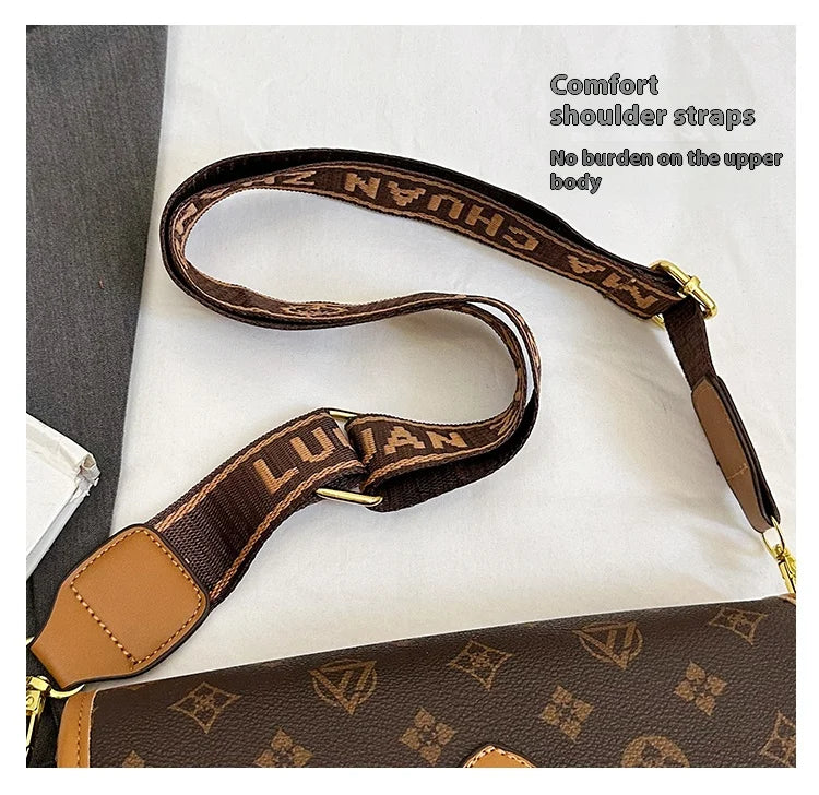 New Classic Texture Crossbody Bag Versatile Crossbody Bag High-End Underarm Bag Nurse Bag Wide Shoulder Strap Bag