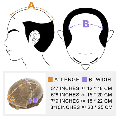 Men Toupee 0.06mm Thin Skin Natural Hairline Men's Capillary Prothesis Toupee Men Wigs Male Wig Hair System 100% Human Hair