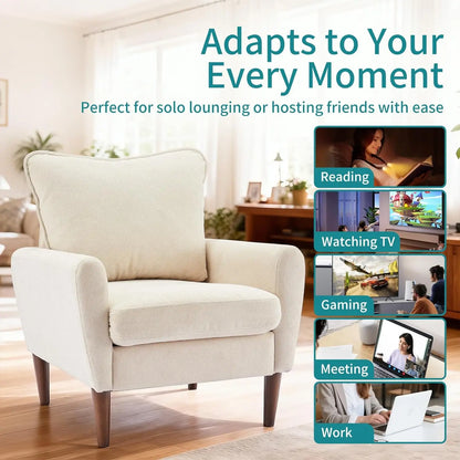 OLIXIS Comfy Accent Chair for Living Room Bedroom and Waiting Room, Upholstered Mid-Century
