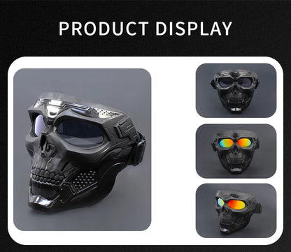 Skull Mask Motorcycle Mask Bicycle Riding Windproof Full Face Skeleton Protective Mask Colored Goggle Tactical Cycling Bike