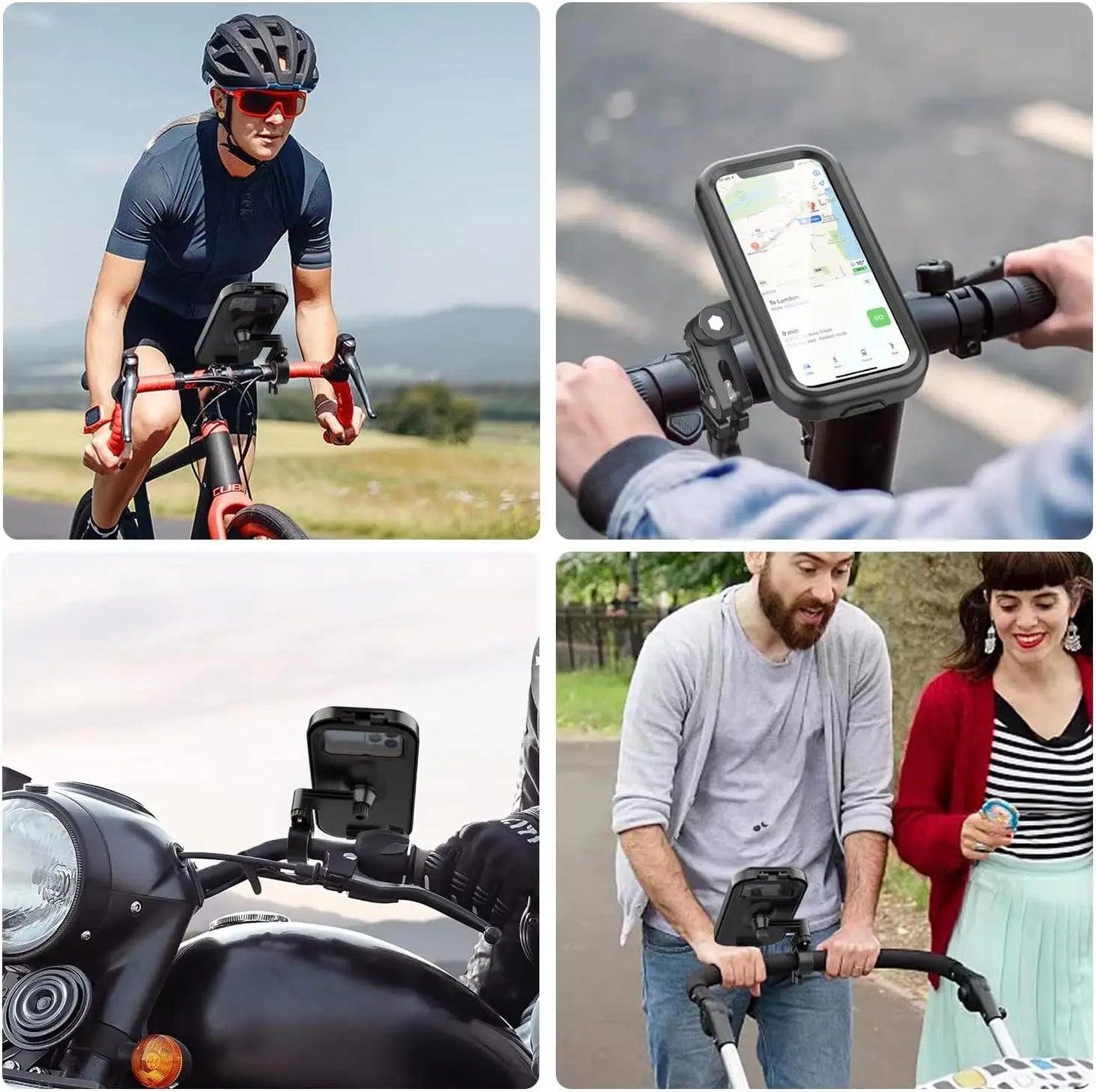 Waterproof Motorcycle Bike Mobile Phone Holder Universal Bicycle 360° Swivel Adjustable Motorcycle Holder for 4.7-6.8 in phones