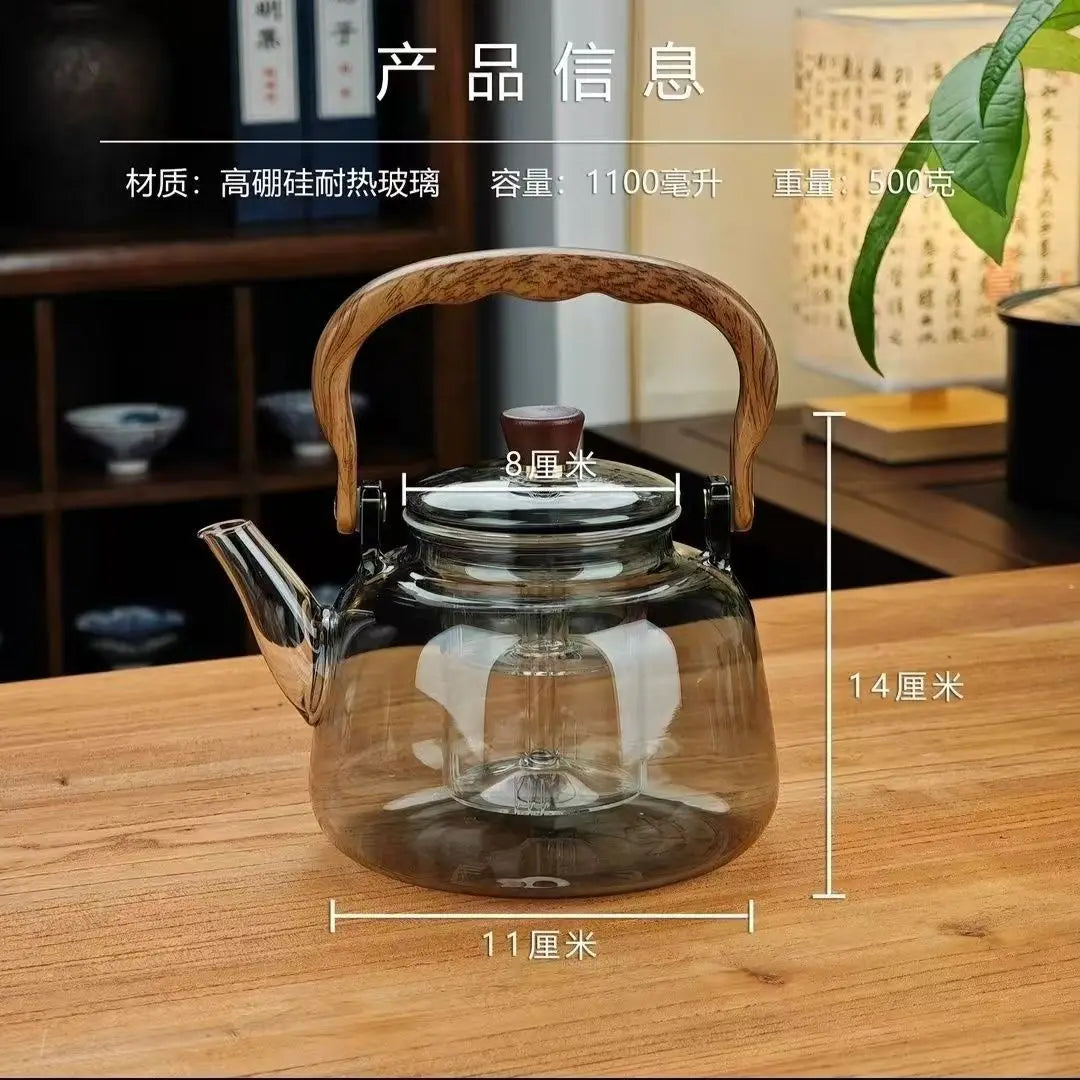 【2025 Trendsetter】Electric Ceramic Pot with Glass Handle - Home Use Tea Brewing and Water Heating Pot