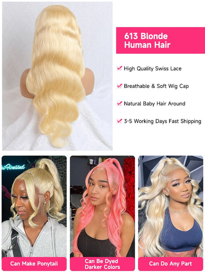 613 Honey Blonde 360 Lace Wigs Human Hair Pre Plucked Body Wave Lace Front Wig 13x4 13x6 Lace Front Frontal Wigs for Black Women