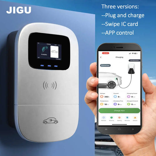 JIGU Type2 Electric Vehicle Charging Station 3 Phase 380V Type 2 EV Charger Charger APP WIFI 22KW Wallbox 5 meters Electric Car