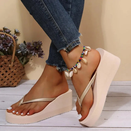 Summer Wedge Flip Flops for Women 2025 Fashion Clip Toe Platform Slippers Woman Lightweight Thick Bottom Non Slip Beach Sandals
