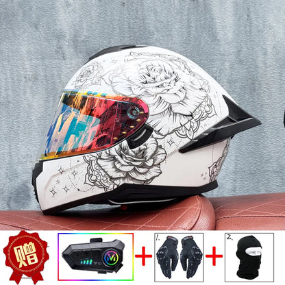 LVS motorcycle helmet men's and women's full face helmet double lens racing helmet DOT certification casco moto