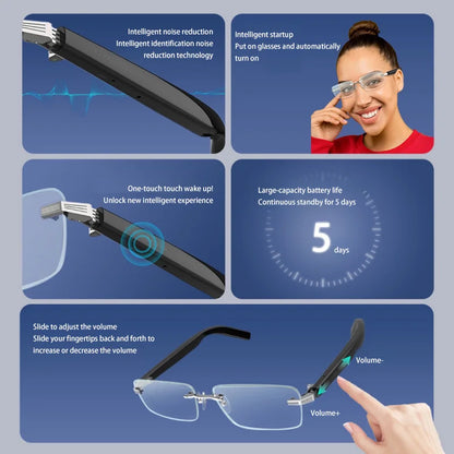 Smart Bluetooth Glasses Wireless Headphones Polarized Glasses Super Long Standby Call Audio Voice Assistant Smart Glasses
