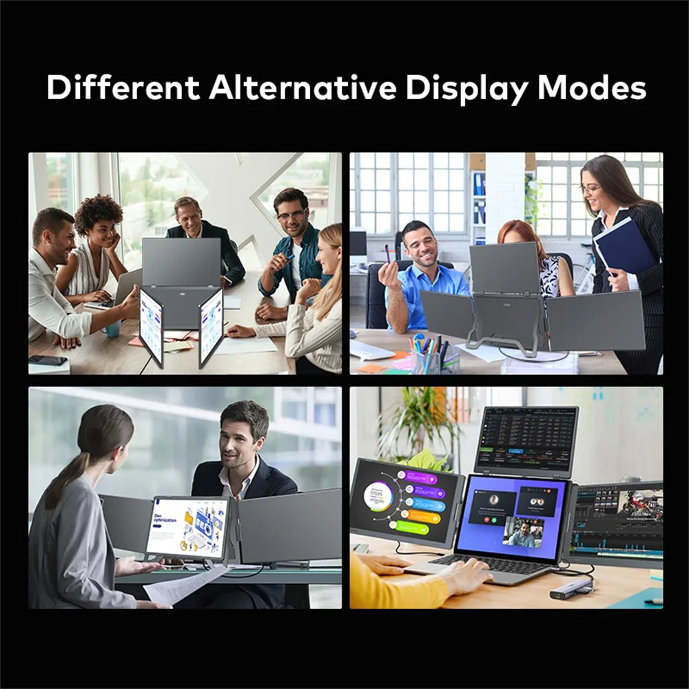 Rospider 15 inch Triple Screen Extender for Laptop HD IPS Quad Display MacBook Windows 12 to 16 inch Portable Extended Monitor