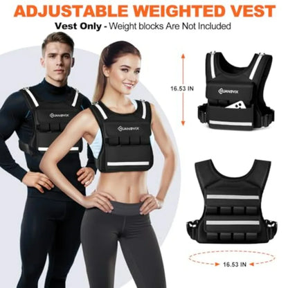Weighted Vest, 0-40 LBS Adjustable Weight Vest With Reflective Stripe, No Weights Included, Ultra Thick Shoulder Padding Design