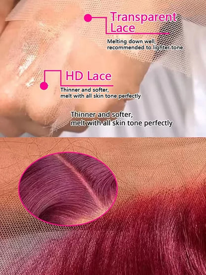 Bone Straight Human Hair Wigs Burgundy 13x6 Hd Lace Frontal Human Hair Wig 99j 13x4 Hd Lace Wigs 200% High Density 36 Inch