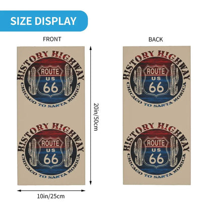 Custom Travel Motorcycle Ride Route 66 Bandana Winter Neck Warmer Windproof Wrap Face Scarf for Hiking Highways Gaiter Headband