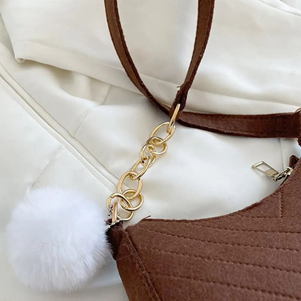 Mini Women Shoulder Bags Fashion Felt Women's Bag Design Advanced Underarm Handbags Mini Saddle Bag