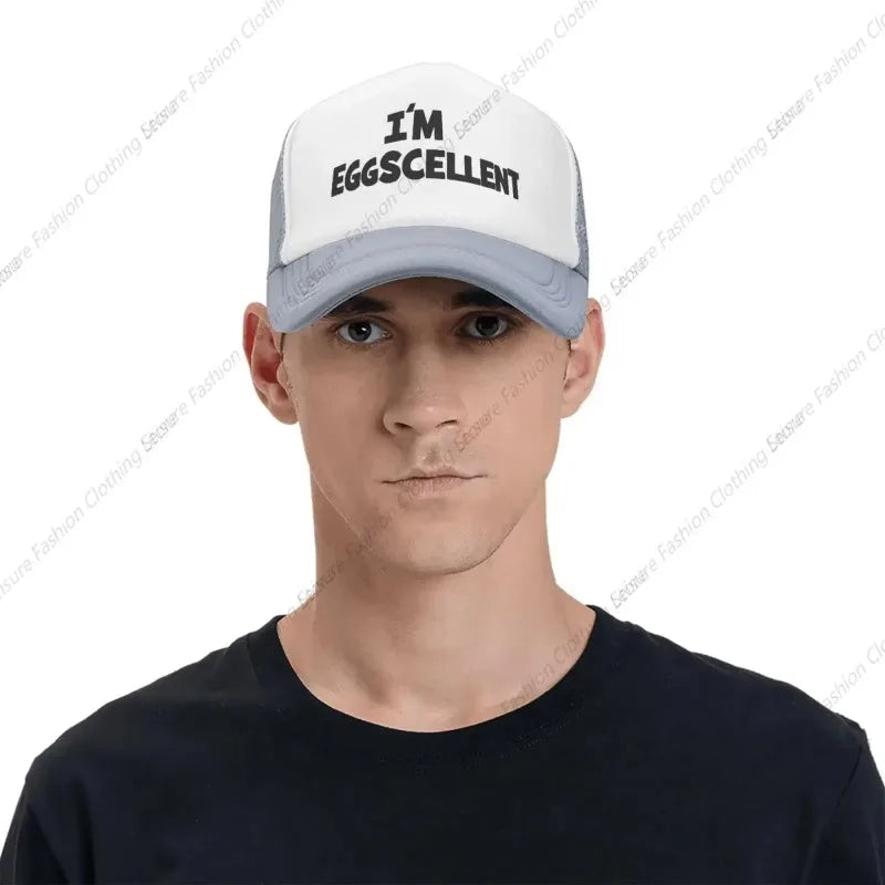 I'm Eggscellent Baseball Hats for Men Women Adjustable Dad Trucker Hat Outdoor Daily Leisure Caps