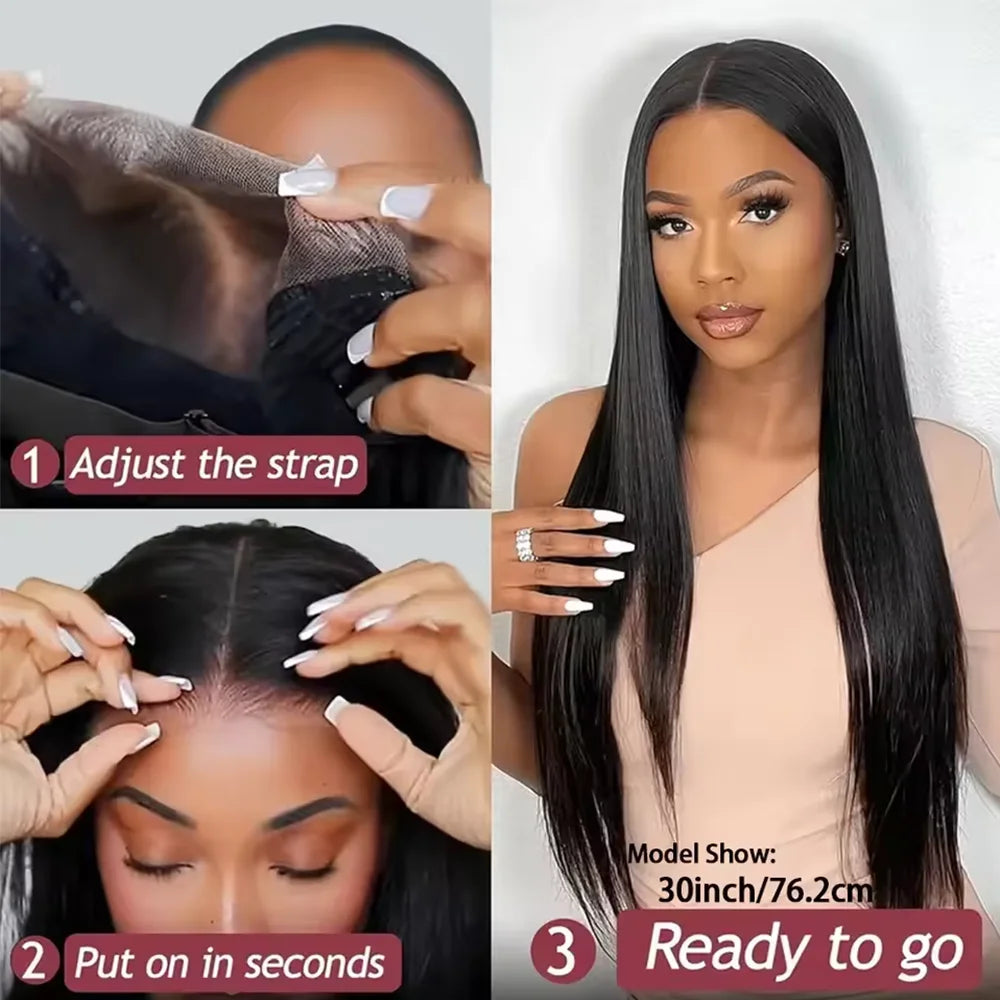 40 Inch Straight Lace Front Wig Human Hair 250% Density 13x6 Transparent HD Lace Full Frontal Glueless Wig Wear And Go Glueless Wigs Human Hair Pre Plucked