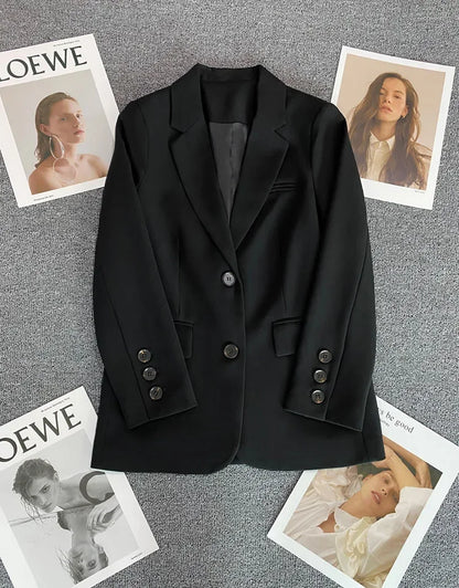 Elegant Office Lady Blazers for Women 2025 Fashion Long Sleeve Single Button Blazer Coats Female Top Suit Jackets Outerwears
