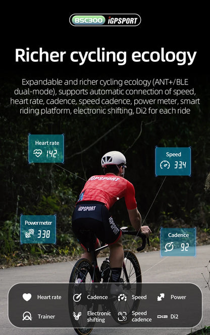 iGPSPORT BSC300 BSC 300 Yellow Computer ANT+ Wireless Bike Speedometer Bluetooth GPS route navigation notification Odometer