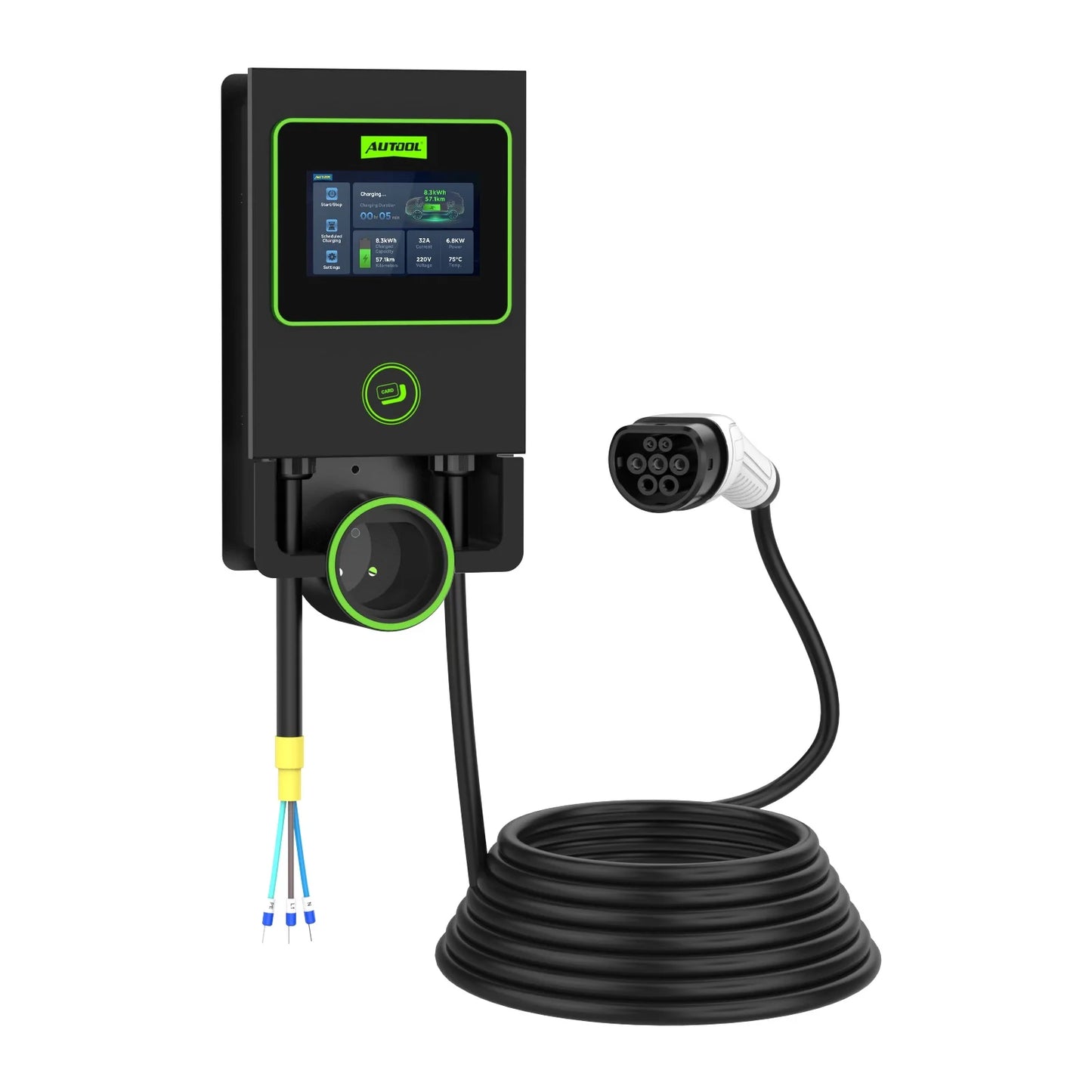 AUTOOL C701 EV Charger Station Wall-mounted Car Charger 7KW 32A Current Adjustable EV Charging Piles