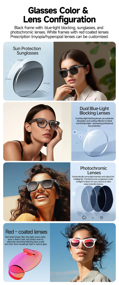 4GB Smart AI Glasses 800W pixel AI Shooting Camera HD Photo Video Voice Call Translation IP67 Waterproof Bluetooth Glasses 2025