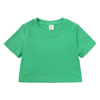 Summer Girls Bell Bottom Outfits 2Pcs Solid T-Shirt Tops + Flared Pants Suit Toddler Kids Fashion Tracksuit Children Clothes