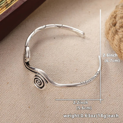 Vintage Bohemian Adjustable Vintage Bracelet Handmade Ethnic Tribal Bracelet with Spirals and Carvings for Easter or Daily Wear