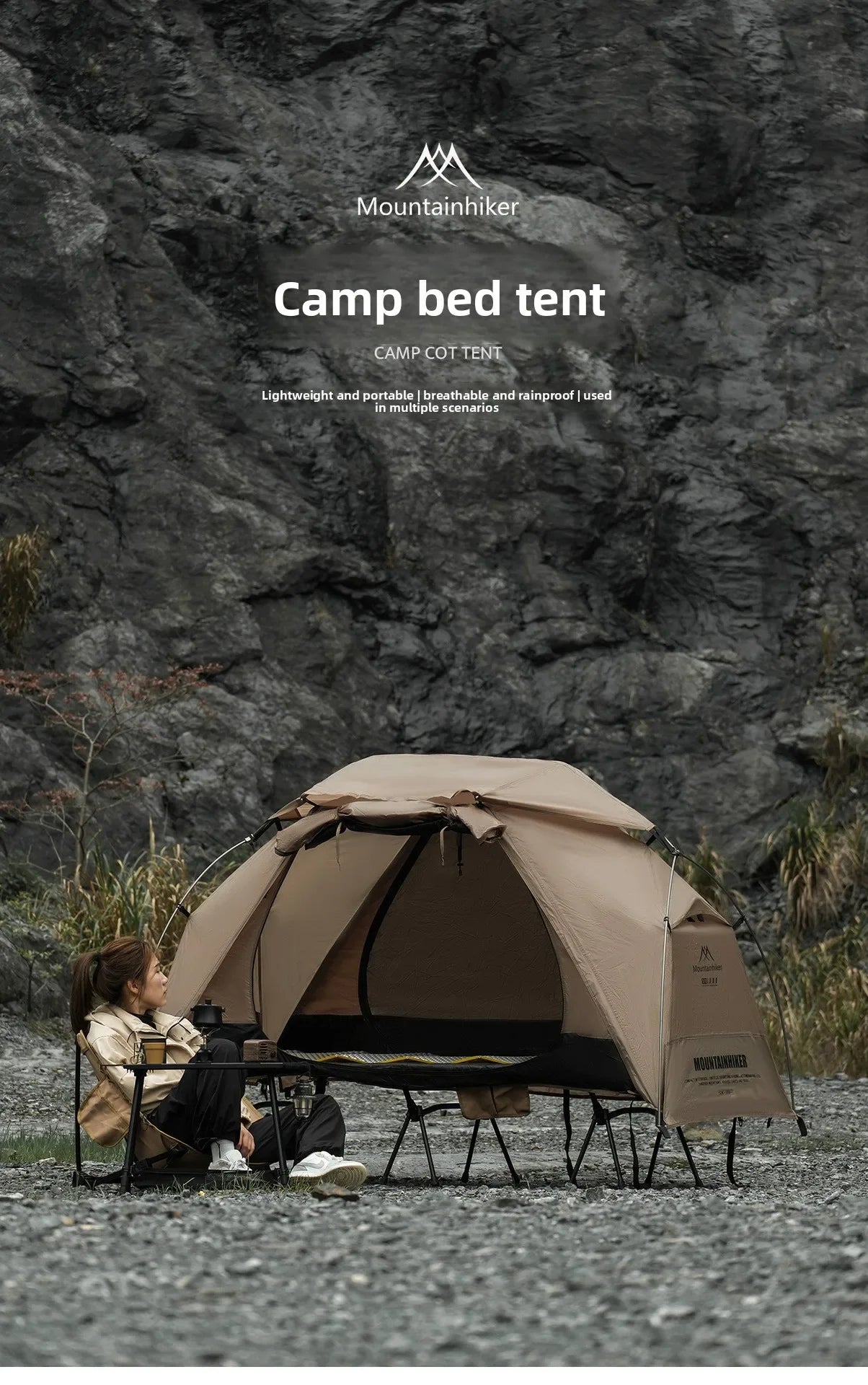 MOUNTAINHIKER 2026 Camp Bed Tent Single Outdoor Waterproof Multi-purpose Leisure Rainproof Camping Tent for Hiking And Travel