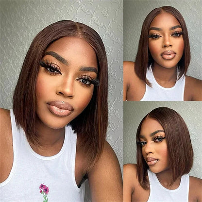 Highlight 13x4 Lace Front Bob Wig Human Hair P4/27 Honey Blonde Straight Bob Wig Human Hair Pre Plucked with Baby Hair