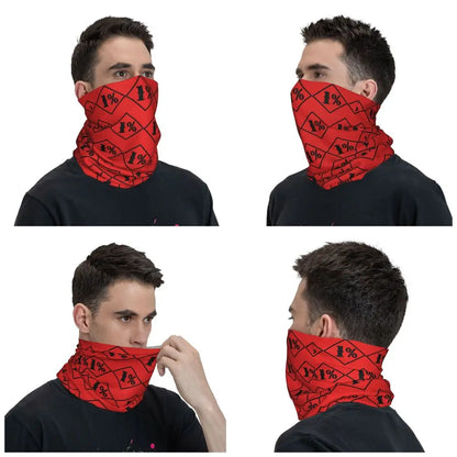 One Percenter 1% Bandana Neck Cover Printed Motorcycle Club Biker Mask Scarf Multifunctional Cycling Scarf for Men Women Adult