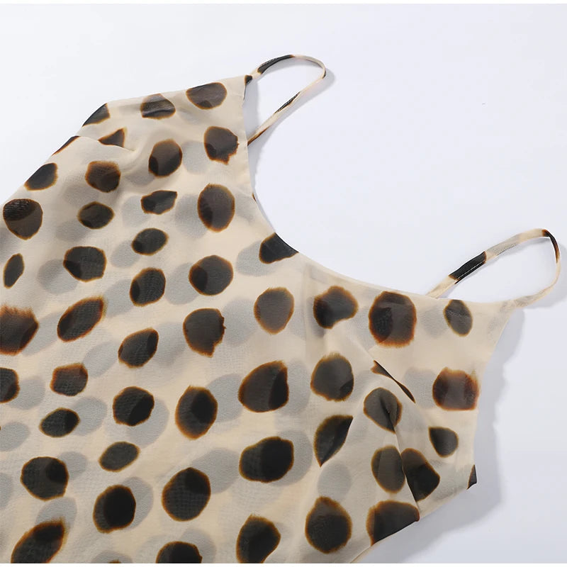 Sexy Leopard Print Women's Summer Dress Y2k Sleeveless Waist Cinching Strap Dresses With Scarf New Casual Beach Party Robe 2026