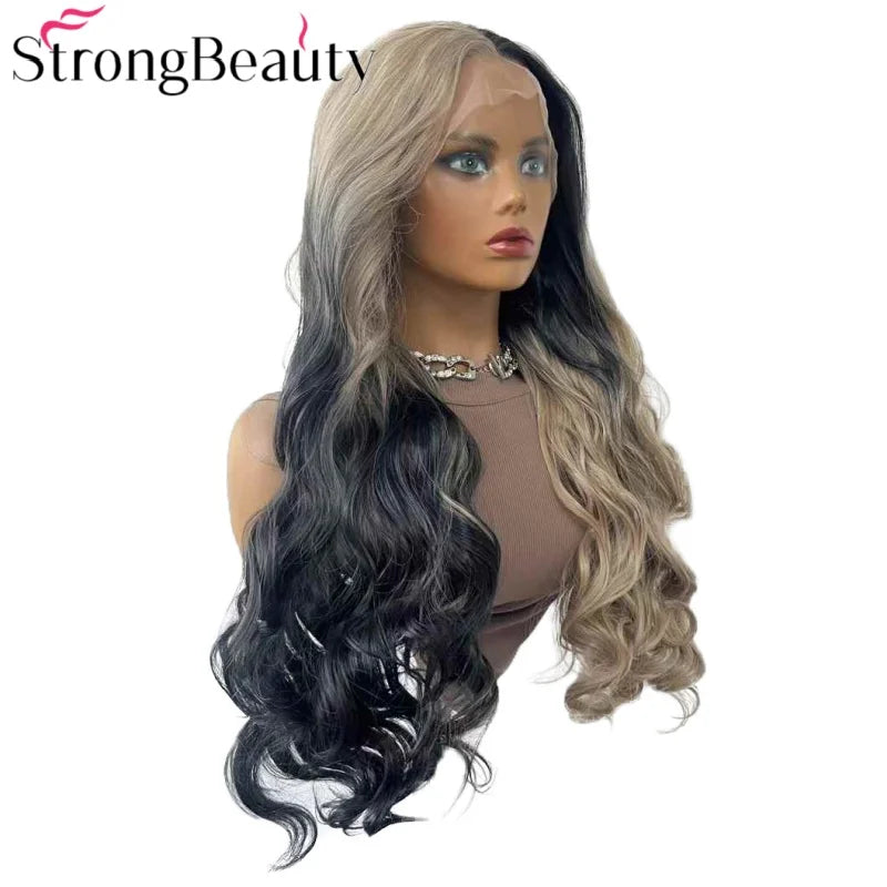 StrongBeauty Long Lace Front Wigs Synthetic Wavy Women Wig Heat Resistant Hair