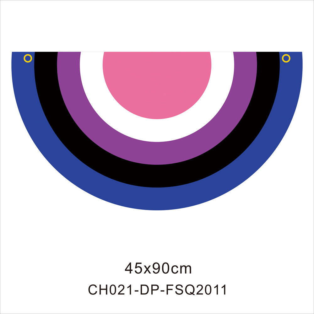 45*90cm Rainbow Flag Fan Shaped Gay  Semicircle LGBT Pride Lesbian Bisexual Transgender Pansexual Asexual Banner
