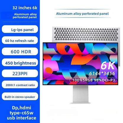 6K/4K monitor 32 ,27inch bezel MAC high definition external gaming computer LG mirror screen design photography vertical screen
