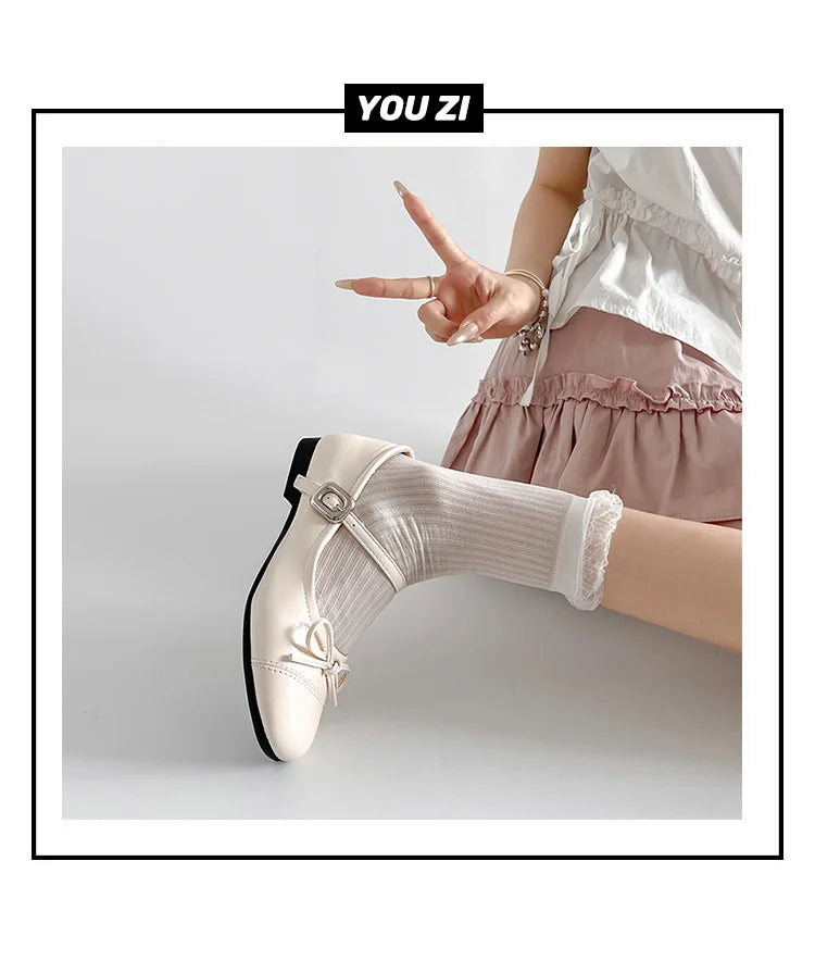 2026 New Spring Vintage Women Ballet Flats Shoes Comfort Round Toe Soft Sole Shoes Elegant Butterfly-knot Dress Grandma's Shoes