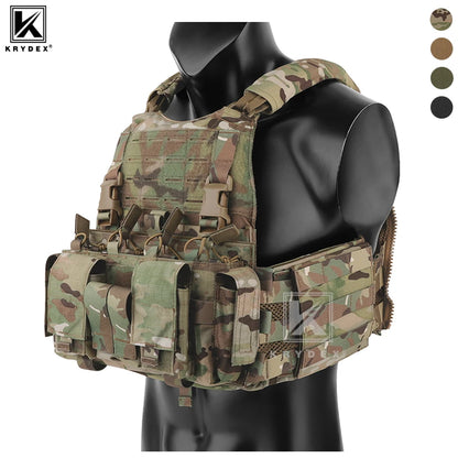 KRYDEX SCARAB Plate Carrier Tactical Heavy Duty Modular MOLLE Vest With 556 Magazine Pouch Placard For Outdoor Hunting