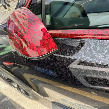 Premium PET High Gloss Red Forged Carbon Fiber Vinyl Wrap Film Roll Air Release Self Adhesive Decal Sticker Car Wrapping Foil