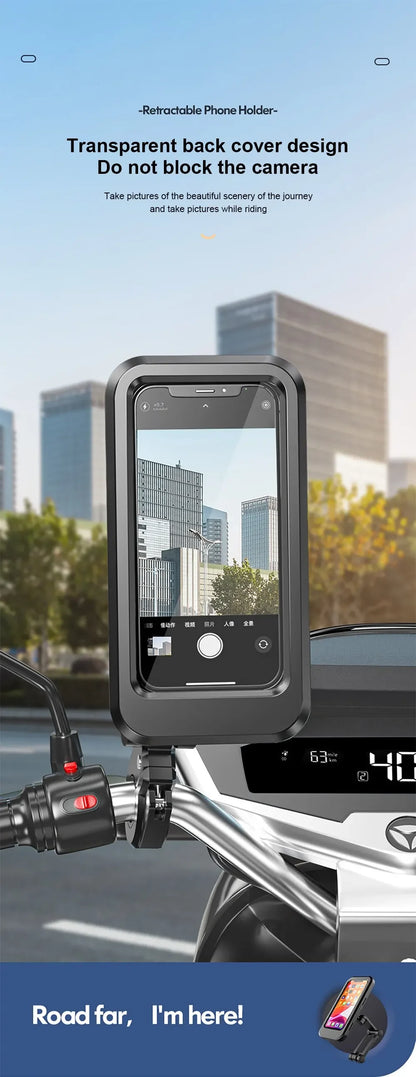 Waterproof 360° Swivel Phone Mount for Motorcycle/Bike – Adjustable Universal GPS Holder for Cellphones & Navigation Apps