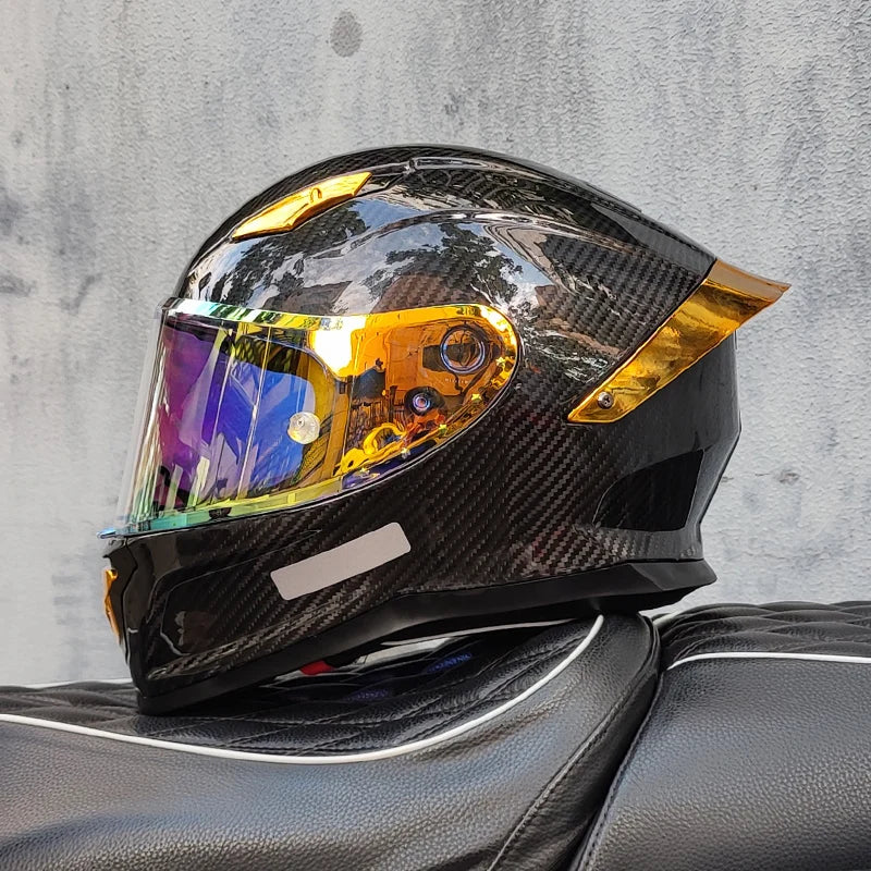 ORZ Carbon Fiber Motorcycle Helmet Four Seasons Full Face DOT Approved Unisex