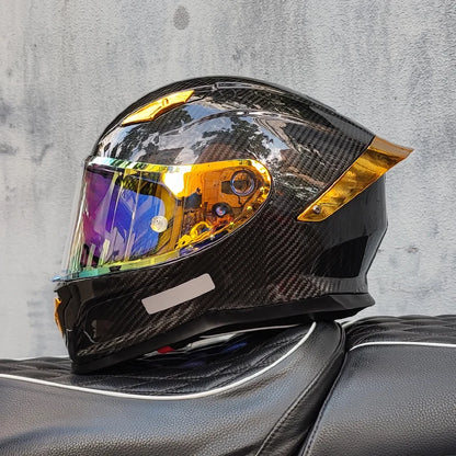 ORZ Carbon Fiber Motorcycle Helmet Four Seasons Full Face DOT Approved Unisex