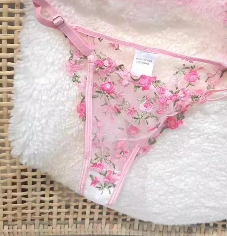 French Floral Lace Bra Set Sheer Mesh Underwire Bralette Lightweight Comfortable Sexy Lingerie for Large Bust AU S-XL MOYIS Sexy