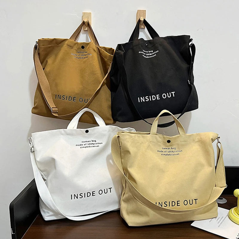 High Quality Canvas Men and Women Simple Cross-body Bag Wash Canvas Thick Handbag Large Capacity Arts Students Package Satchel