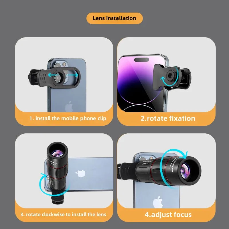 CAOX 18x25 Portable Outdoor High-Magnification Monocular Telescope, Low Light HD Telescope for Hiking, Concert, Photography
