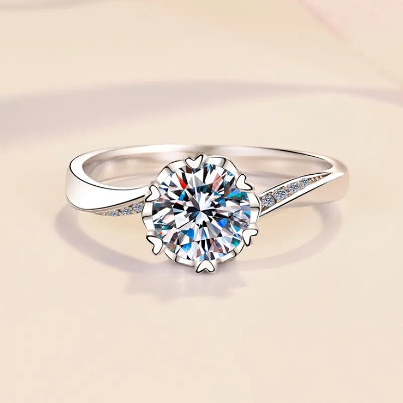 Snowflake Design PT950 Platinum 1CT Moissanite Ring Women's Sparkling Daily Engagement Band