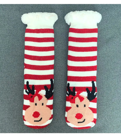 Christmas Fuzzy Socks Womens Winter Thermal Warm Floor Sock Soft Female Home Indoor Gifts Non Slip Grip Slipper Sock Fluffy