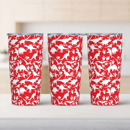 Stainless Steel Tumbler Dinosaur Silhouette Mugs Cup With Straws Animal Beach Cold Drink Water Bottle Insulated Thermal Mug