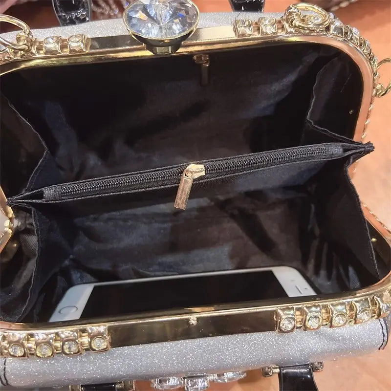 Fashion Diamonds Leather Women's Handbag Small Shoulder Cross-Body Bag New Elegant Evening Bag Portable Girls Party Dinner Bags