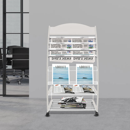 Aluminum Alloy Clip on Newspaper Rack, Magazine Display Rack, Magazine Rack, Brochure Display Rack - Black/White