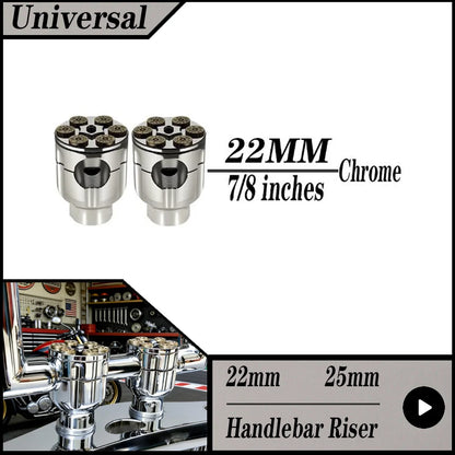 2X Motorcycle 7/8" 1" Handlebar Riser Clamp Aluminum For Harley Custom Springer Bobber Chopper 22mm 25mm Handle Bar Black/Chrome