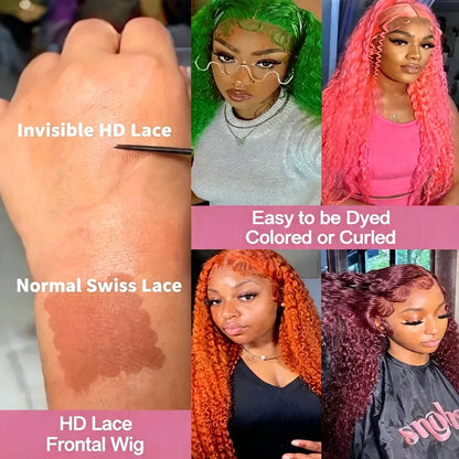 Deep Wave 13x6 HD Lace Frontal Human Hair Wig 30 40 Inch Curly 613 Honey Blonde Water Wave 13x4 Lace Front Wigs For Women 250%