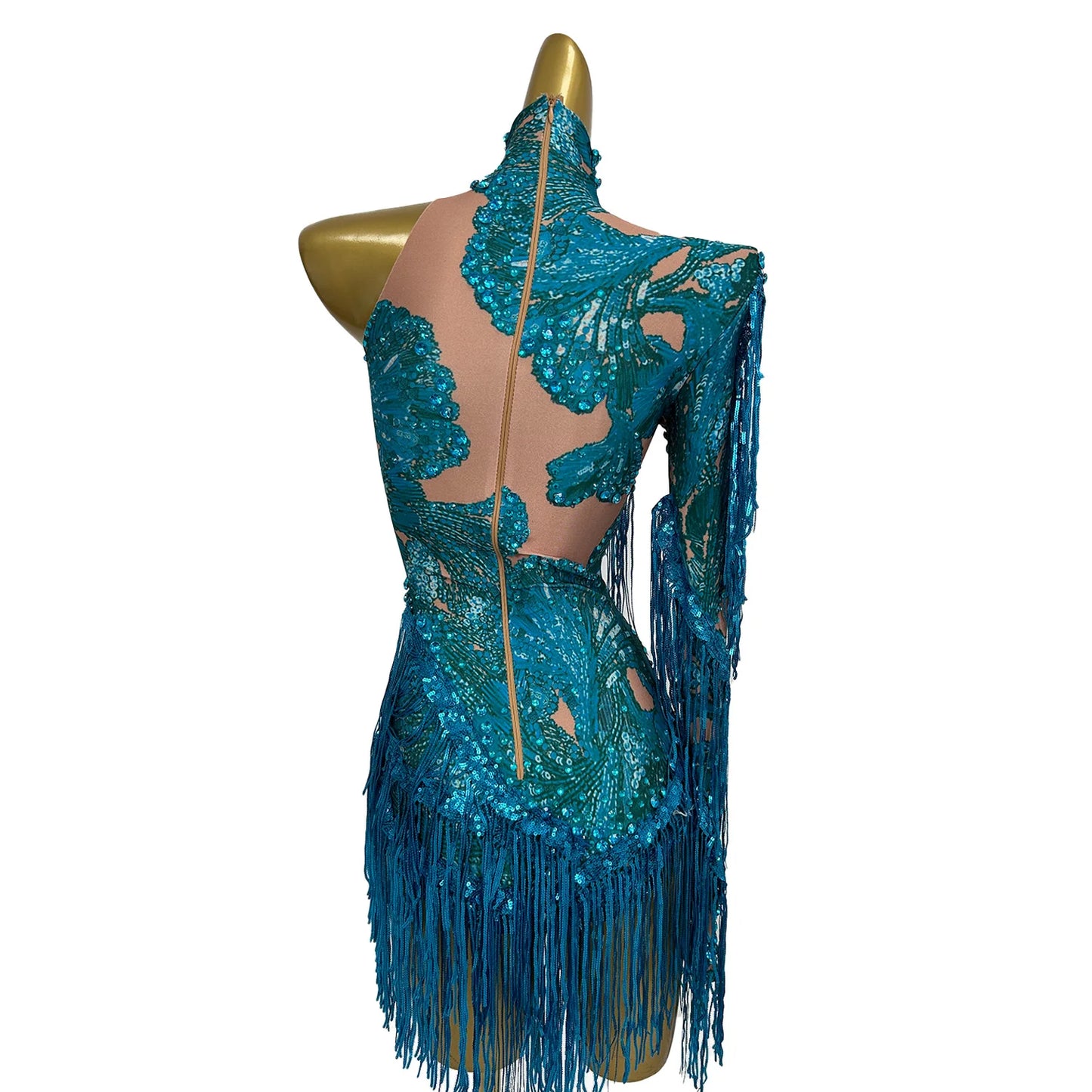 Sparkly Sequins Tassel One Shoulder Tight Bodysuit Women Dance Leotard Outfit Nightclub Bar Performance Costume Stage Wear Duxiu