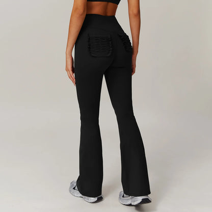 High Waist Hip Lift Naked Yoga Pants Running Fitness Wide Leg Flared Pants Casual Sports Pants Leggings Sport Women Fitness